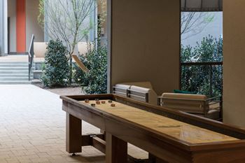 Game room with shuffle board